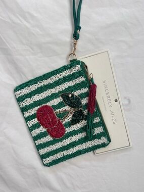 Sincerely Jules Beaded Cherry Pouch NWT